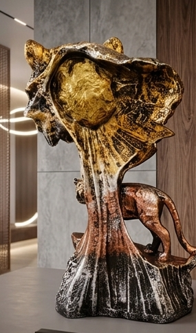Majestic Tiger &amp; Golden Eclipse Abstract Showpiece