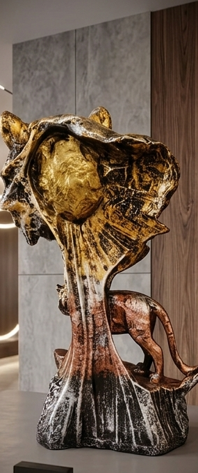 Majestic Tiger &amp; Golden Eclipse Abstract Showpiece