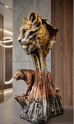 Majestic Tiger &amp; Golden Eclipse Abstract Showpiece
