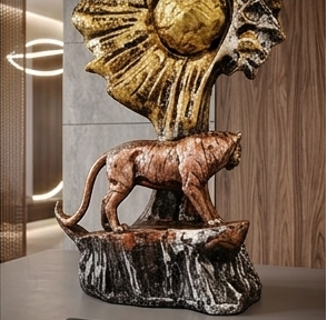Majestic Tiger &amp; Golden Eclipse Abstract Showpiece