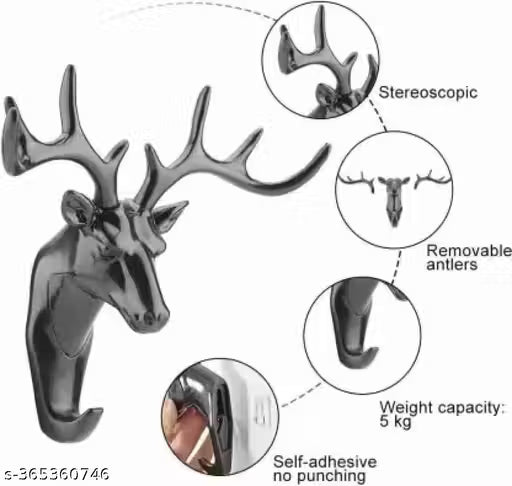 Deer Head Wall-Mounted Key Holder & Organizer (Pack of 2)
