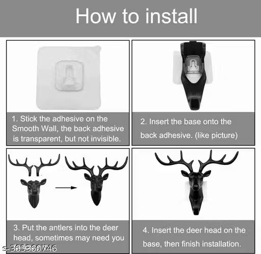 Deer Head Wall-Mounted Key Holder & Organizer (Pack of 2)